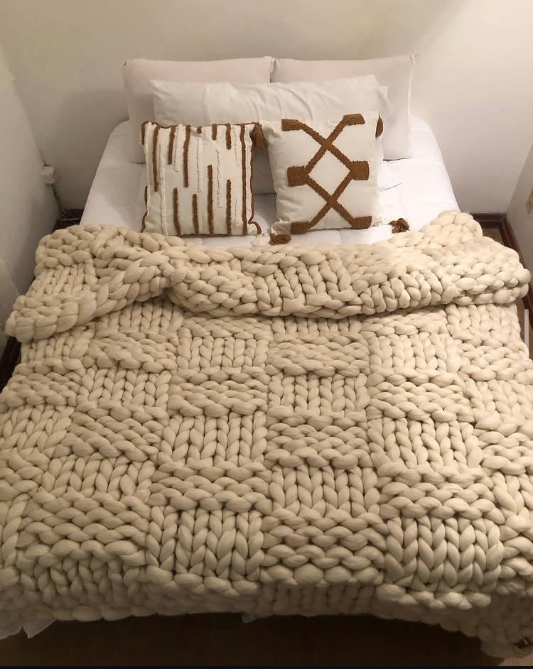 Manta de 2 Plazas Tejida a Mano