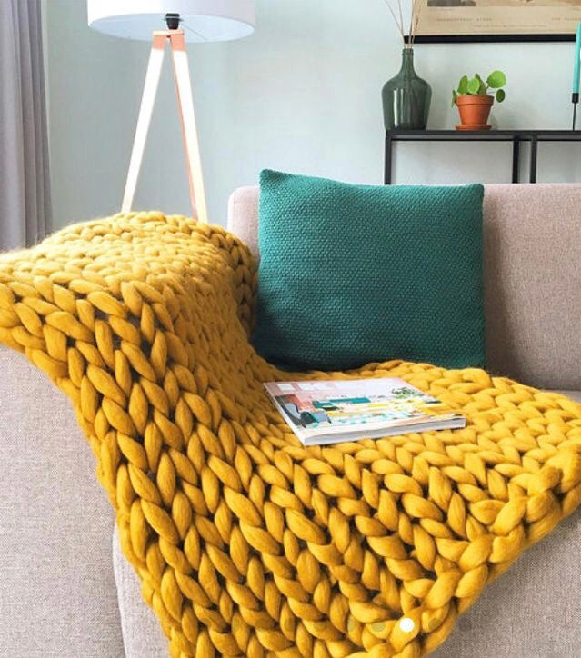 Manta merino Mostaza